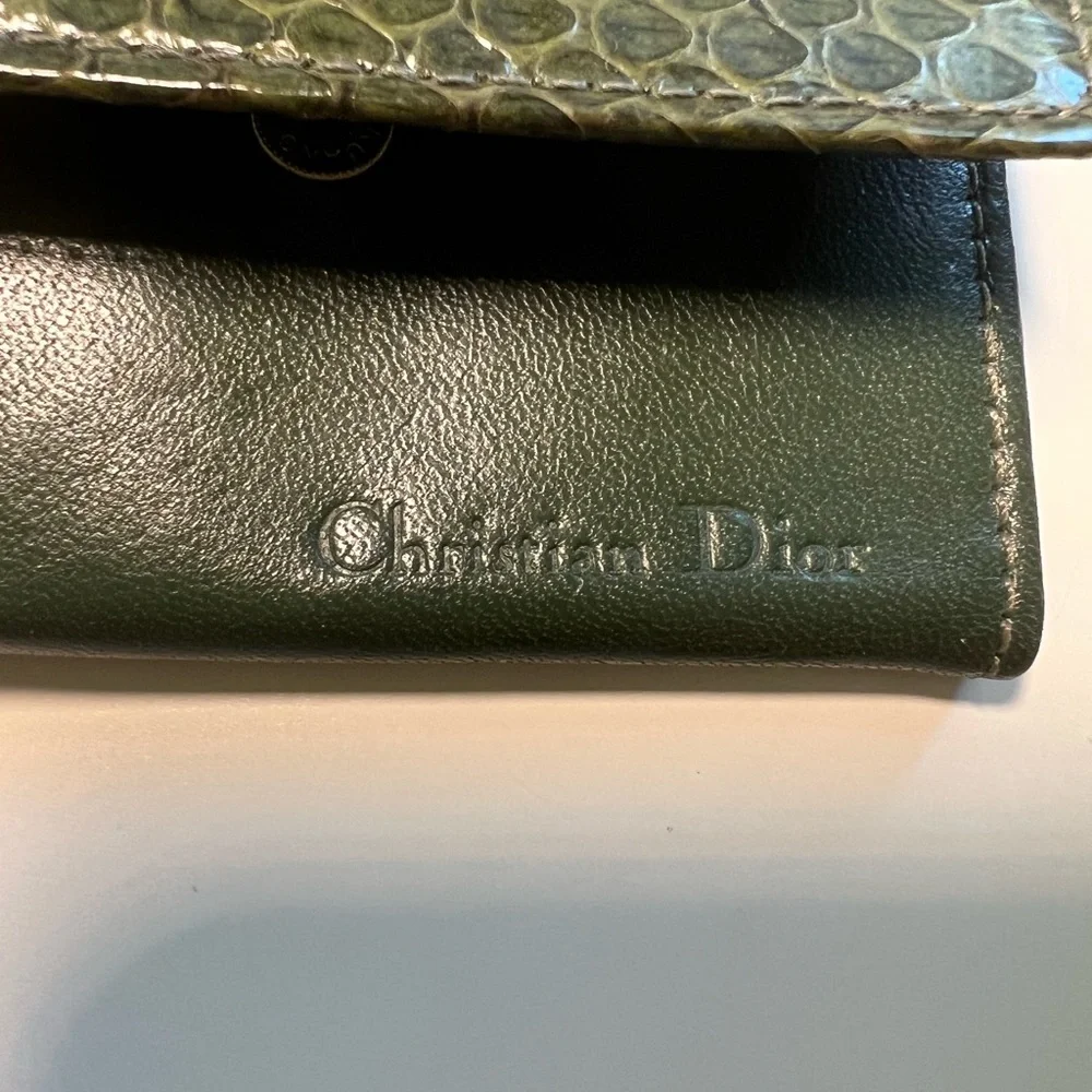 Vintage CHRISTIAN DIOR Green Leather TRI-Fold Key Chain